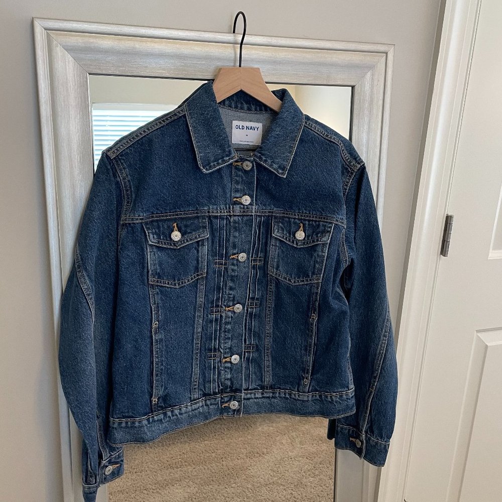 Old Navy Women's Dark Blue Wash Relaxed Classic Denim Jean Jacket Size M